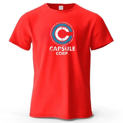 S-4XL Capsule Corp 100% Cotton Funny Printing Japan Anime Men T Shirt Tee Summer Streetwear Tops Fashion Brand Tshirt Clothing