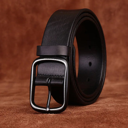 3.8CM Men High Quality Genuine Leather Belt Luxury Pin Buckle Belts Thick Cowskin Fashion Vintage Strap Male Jeans for Man