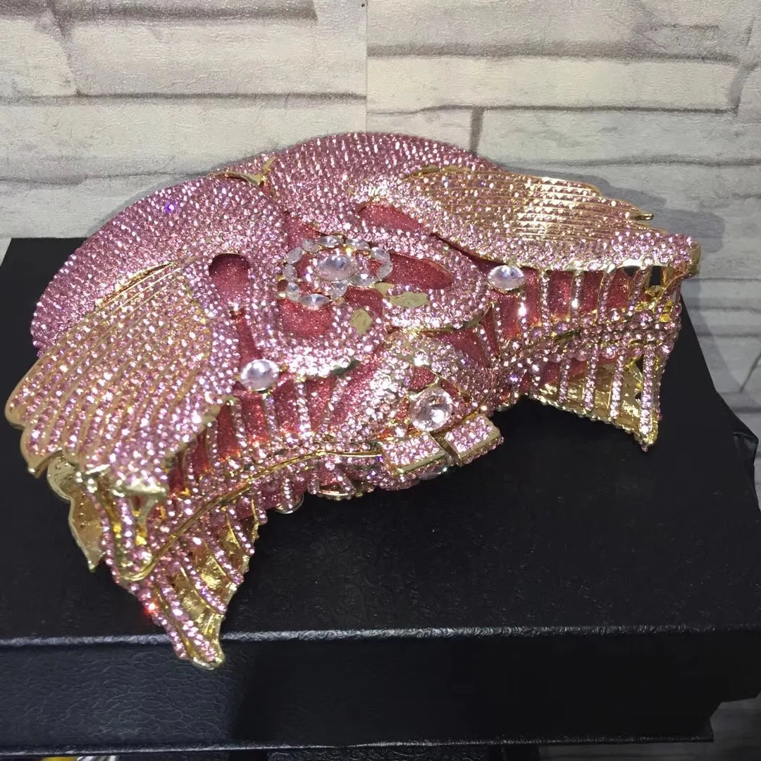 Chain New Product Hot Sale Ladies Purse Crystal Stone Evening Bags Swan Lady Purses Design Swan Clutch Bag