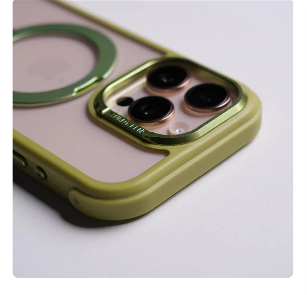 360° Magnetic Rotatable Holder Shockproof Case For iPhone 17 16 Pro Max 15 14 13 Transparent For MagSafe Wireless Charge Cover