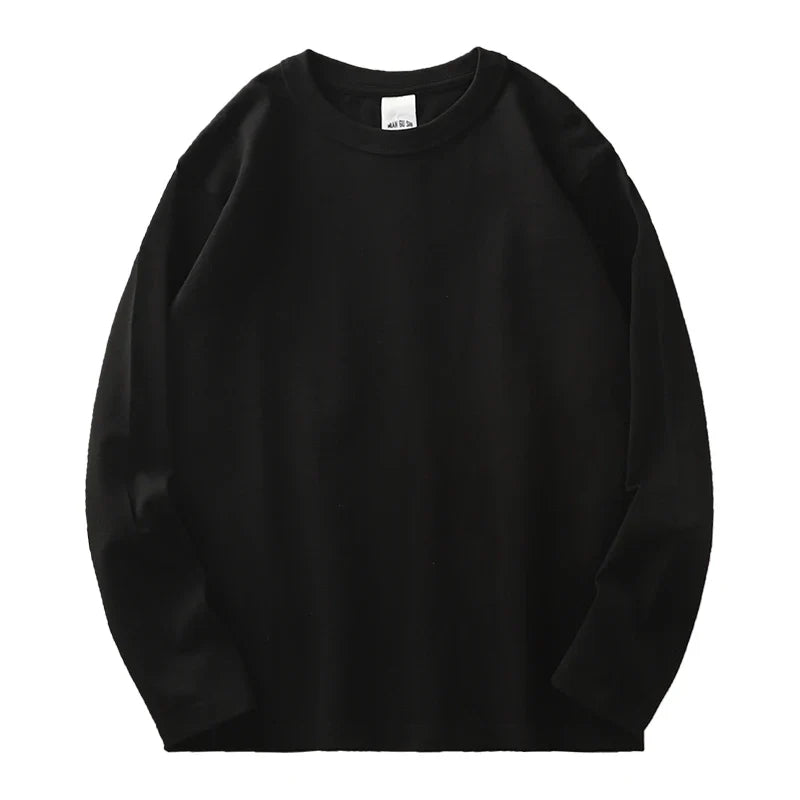 11.2 Oz Heavyweight Autumn Long Sleeved T Shirt for Men 100%Cotton Plain Shirt O-Neck White Tops Oversized Men's Clothing