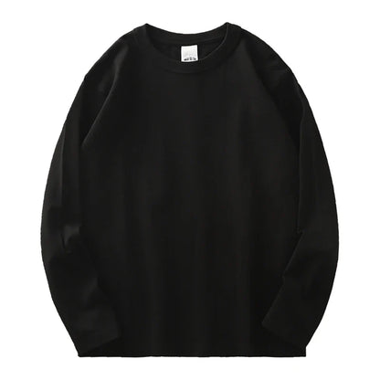 11.2 Oz Heavyweight Autumn Long Sleeved T Shirt for Men 100%Cotton Plain Shirt O-Neck White Tops Oversized Men's Clothing