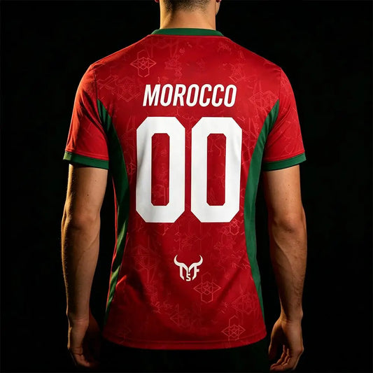 2026 Morocco Flag Print Jersey Men's Quick-Drying Breathable Sports T-Shirt Unisex Personalized Name And Number Soccer Tees