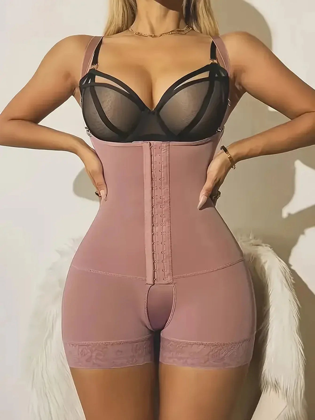 Women Tummy Control Fajas Post Surgery Compression Body Shaper With Open Crotch