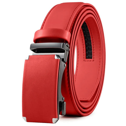 Mens Leather Belt Metal Automatic Genuine Leather Belts Leisure Fashion Ratchet Belts for Men Pants Fashion Genuine Leather Belt