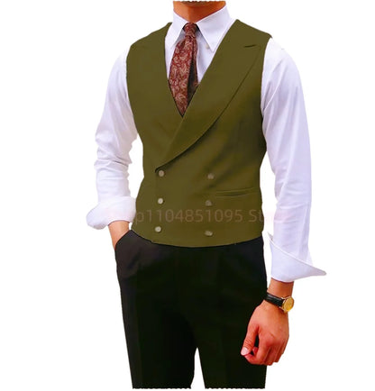 Fashion Solid Vests for Men Casual Style Sleeveless Male Fashion Waistcoat 1 Piece Slim Fit Beach Prom Party Suits Vest