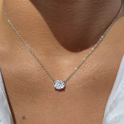 3CT Oval Cut Moissanite Pendant Necklace GRA Certified 8x10mm Lab Diamond Necklaces 925 Sterling Silver Birthday Wedding Jewelry