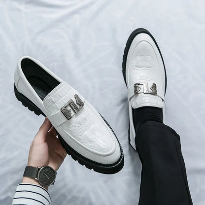 Mens Loafers Party Business Thick Soled Men Leather Shoes Dress Platform Shoes Comfortable Fashion New Casual Shoes for Men