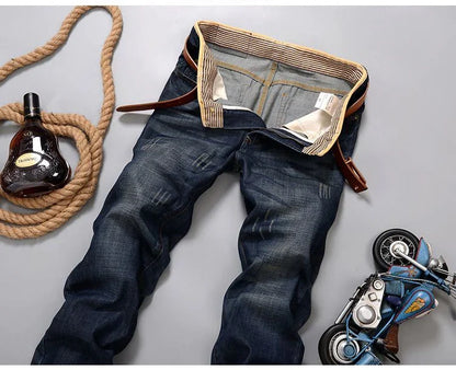 2026 New Men's Jean Spring Autumn Straight Trendy Pants Casual Denim Trousers Men Classic slim Stretch Jeans Fashion