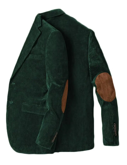 Men's Corduroy Blazer Business Casual Jacket with Elbow Patch Spring Fall Sport Coats Fashion Casual Single Breasted Men Jacket