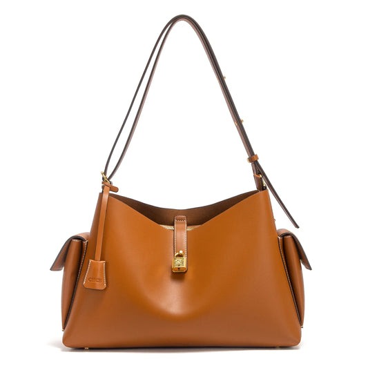 Women's Handbag 2026 Spring/Summer New Coffee Motorcycle Bag Large Capacity Women's Fashion Tote Bag