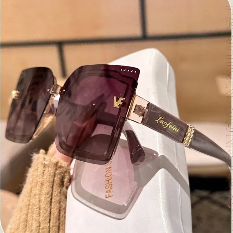 Rimeless Polarized Sunglasses Women Oversized Square Sun Glasses Ladies UV400 Classic Goggle Oculos De Sol Feminino