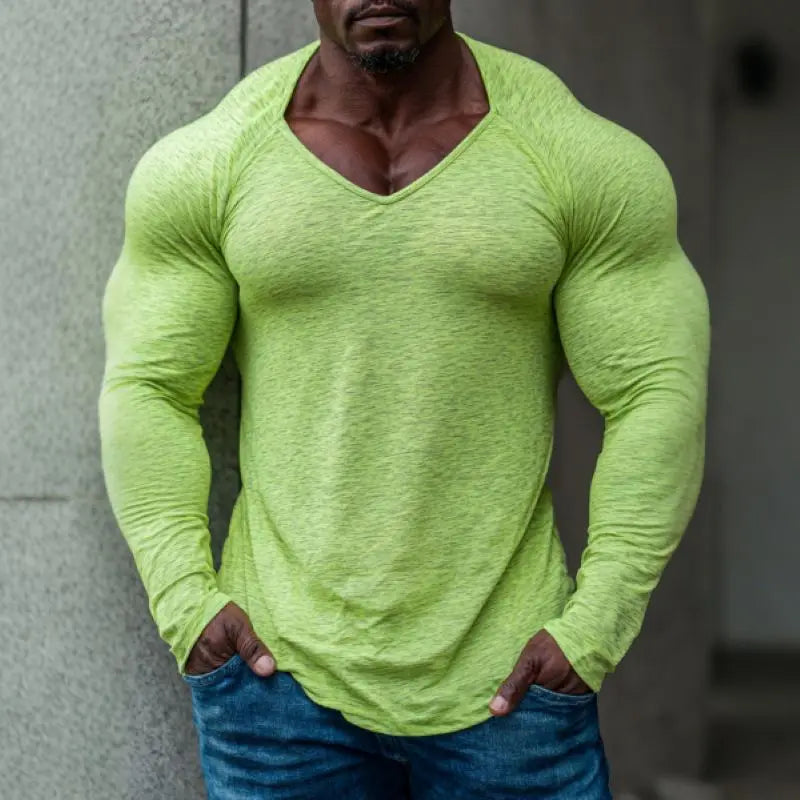 Men's Basic Fitness Training  T-Shirt, V-Neck  Casual Top, Daily Street Outfit, Outdoor Sports, Gym Workout, Jogging Leisure