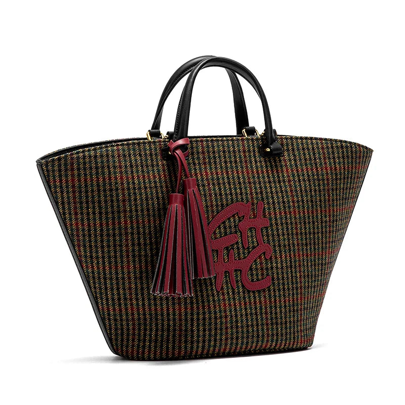 Women's Tote Bag 2025 New Retro Plaid Handbag Large Capacity Commuter Women's Bag