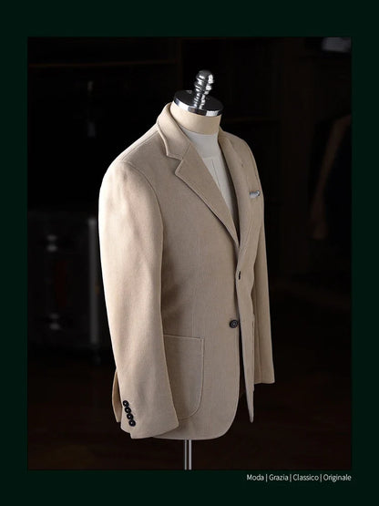 High-Quality Corduroy Men Suits 1 Pieces Classic Casual Single Breasted Groom Tuxedos Tailor Made Jackets Male Blazers Costume