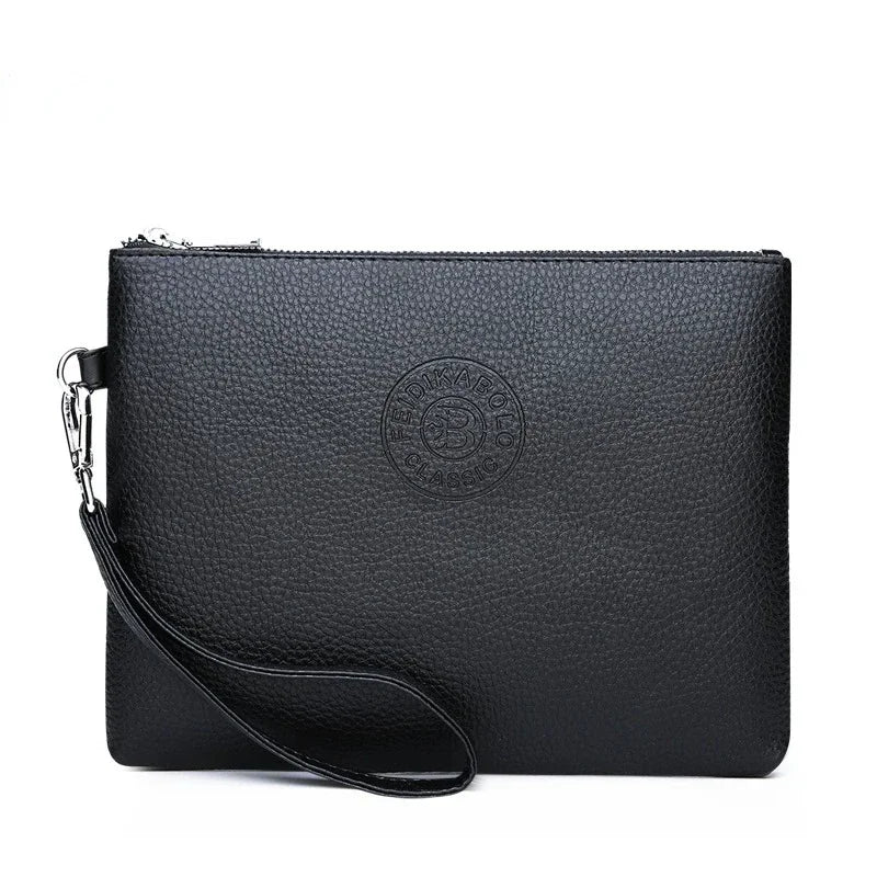 Nouvelle Pochette pour Homme Style Business Grand Portefeuille en Cuir PU Souple Homme avec Dragonne Sac Élégant Décontracté et Tendance Sac à Main Pochette Homme