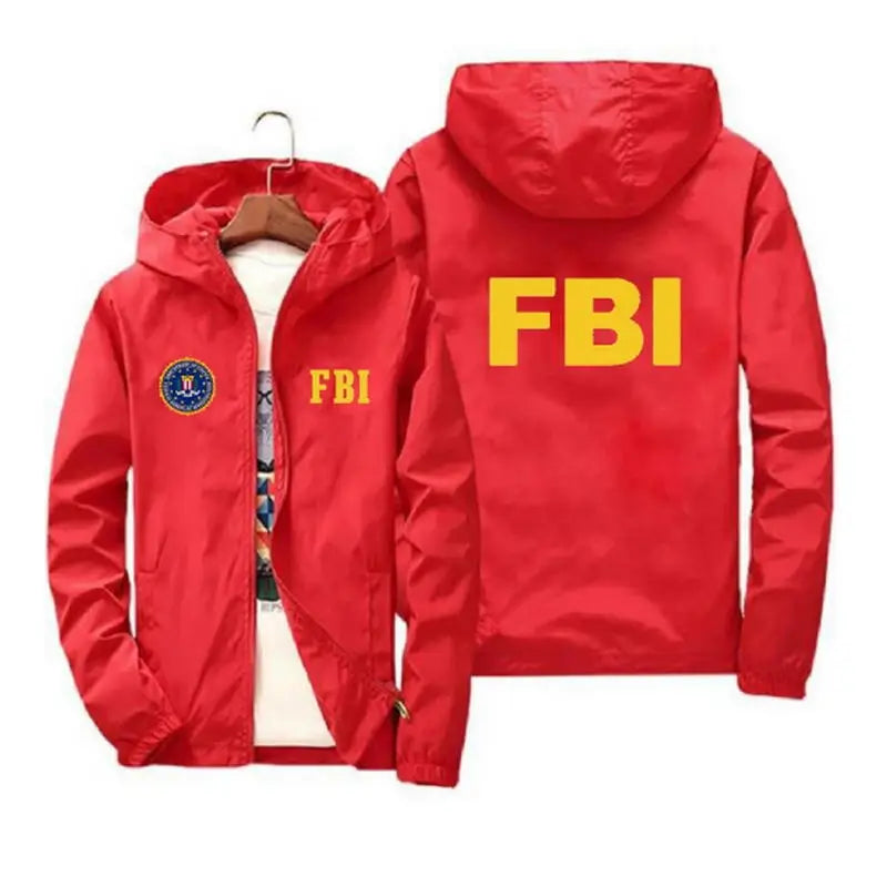 2024 New Men's Jacket High Quality FBI Printed Outdoor Sports Jacket Spring Hooded Windproof Fashion Casual Brand Sports Jacket