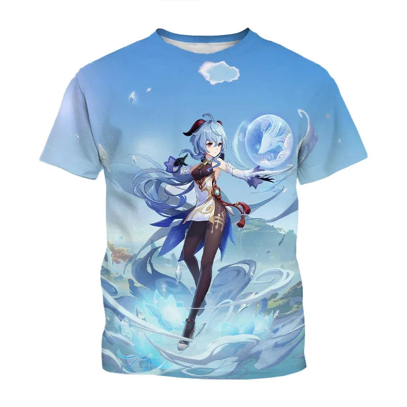 Summer, Genshin Impact game features handsome characters, 3D printed cool and stylish personalized T-shirts