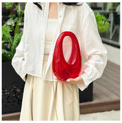 Acrylic Going Out Handbag Ins Famous Fashion Glossy Women's Dinner Bags Diagonal Span Wrist Bag Shoulder Messenger Bag