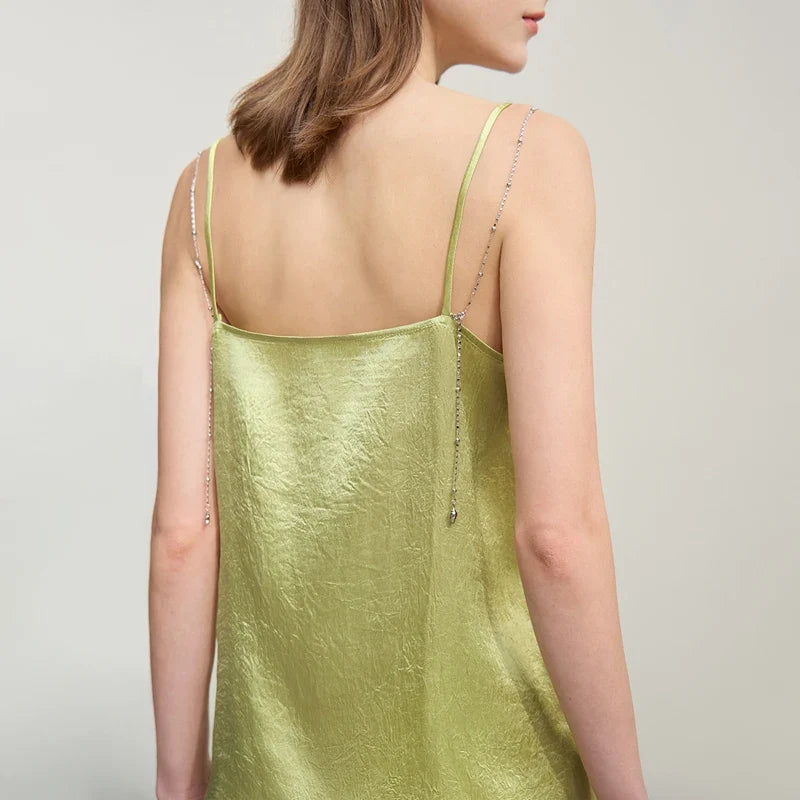 Casual Cami For Women 2026 Summer New Chain Sleeveless Top Basic Straight Women's Acetate Spaghetti Strap Tank 12641045