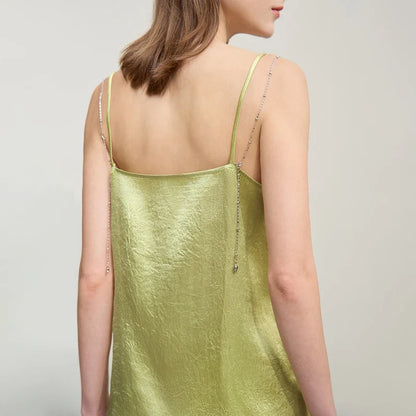 Casual Cami For Women 2026 Summer New Chain Sleeveless Top Basic Straight Women's Acetate Spaghetti Strap Tank 12641045