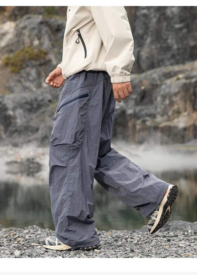 Male Hiking Pants Outdoor Waterproof Mountaineering Sports Trousers Autumn Elastic Waist Breathable Camping Fishing Cargo Pants