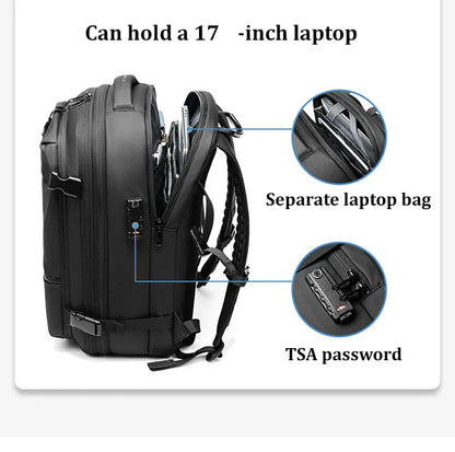Men Travel Backpack vacuum compression 17 inch Laptop Backpack Business Large Capacity school Backpack Expanded Hiking backpack