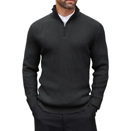 Autumn Men's Quarter Zip Pullover Dress Slim Sweater Mock Neck Sweaters Casual Long Sleeve Pullovers Outerwear Winter Warm Tops