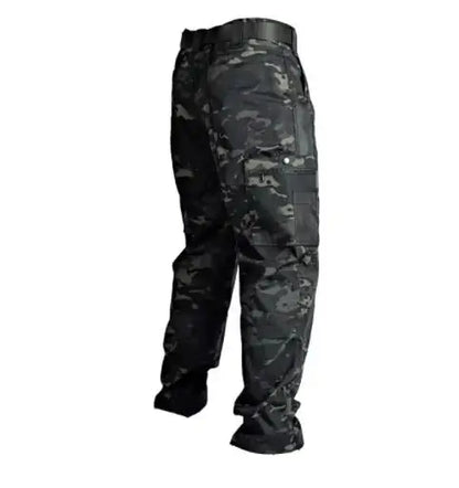 Black Camo Cargo Pants Outdoor Multi-pocket Ripstop Waterproof Trousers Male Autumn Wear-resistant Training Fishing Work Pant