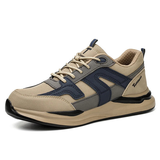 Men's Steel Toe Puncture Proof Anti-skid Work Safety Shoes, Breathable Industrial Construction Sneakers