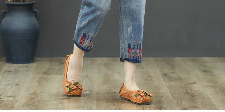 Fashion Summer Ladies Ripped Loose Jeans Womens Leisure Embroidery Denim Trousers Vintage Females Elastic Harem Pants