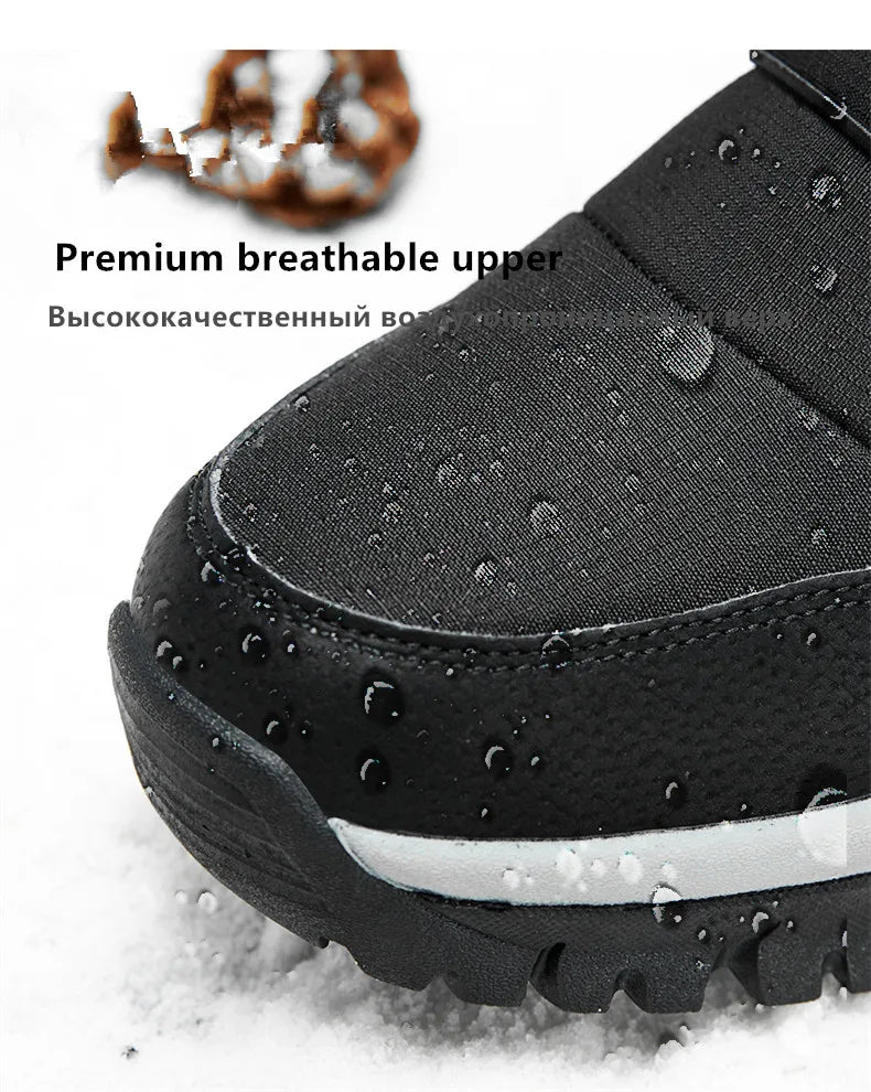 New Winter Men's Shoes Warm Plush Men's Boots High Top Couple Snow Boots Winter Outdoor Anti-Slip Ankle Boots Work Casual Boots