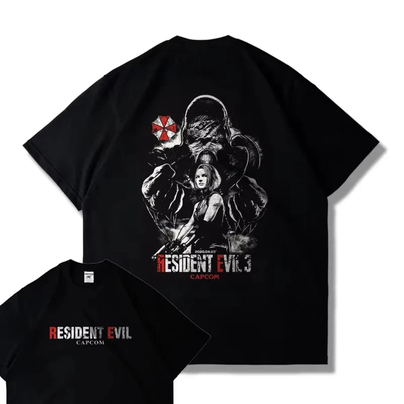 Game PS5 Resident Evil 4 Remastered Short Sleeve T-shirt Men's and Women's Loose Clothes Leon Printed Harajuku Y2k Top