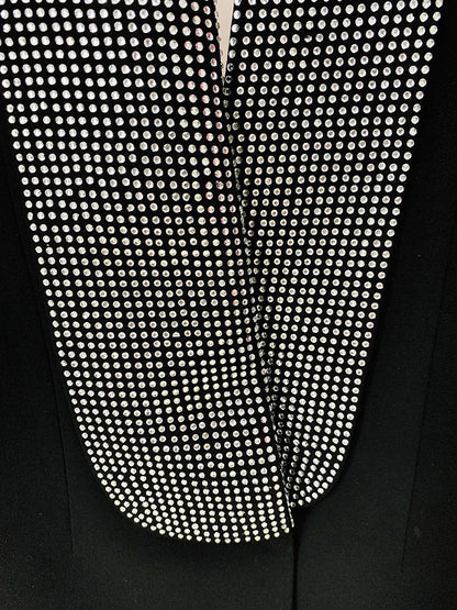 HIGH STREET 2026 Runway Fashion Designer Jacket Women's Stylish Backless Rhinestone Diamonds Beaded Shawl Collar Long Blazer