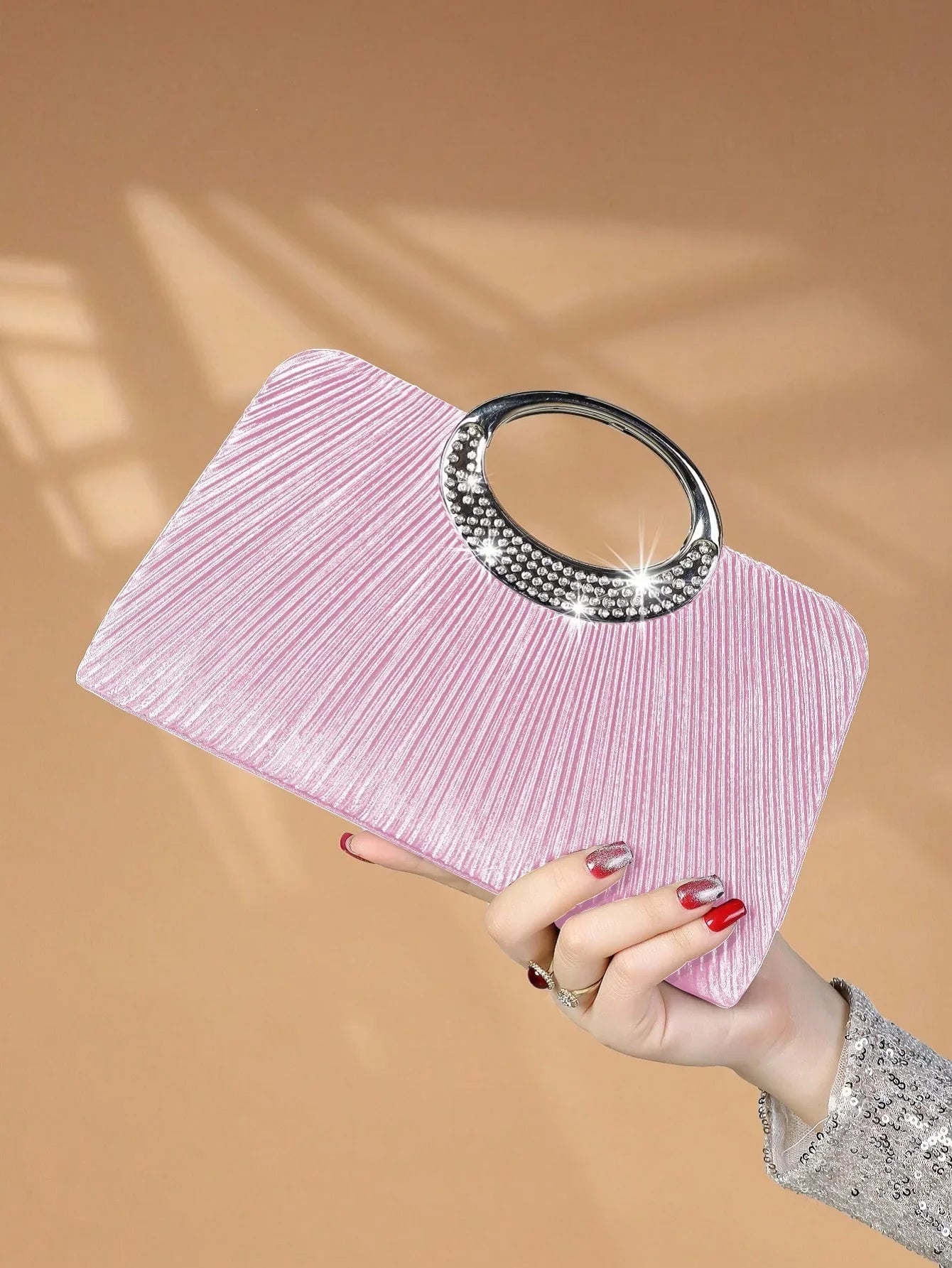 Women's Sparkling Glitter Crystal Evening Bag, Handbag And Crossbody Bag With Simple And Elegant Design, Suitable For Wedding