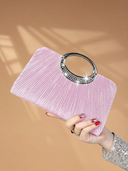Women's Sparkling Glitter Crystal Evening Bag, Handbag And Crossbody Bag With Simple And Elegant Design, Suitable For Wedding