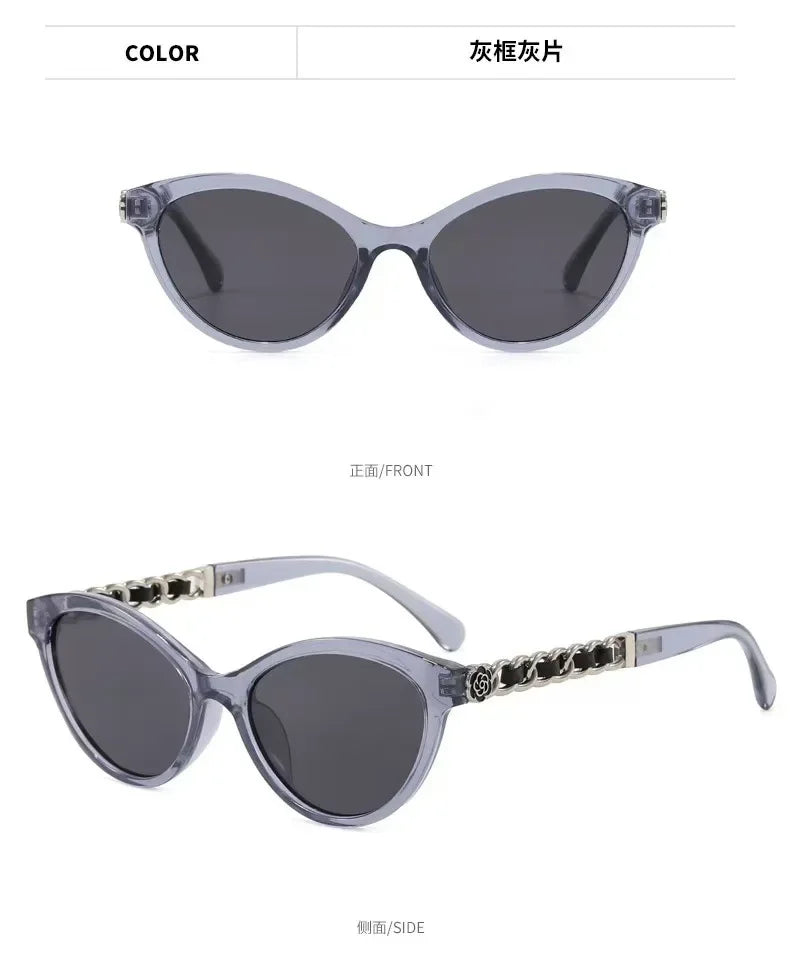 2025 New Fashion Cat Eye Sunglasses Women Hollow Chain Legs Sun Glasses Ladies Classic Goggle Oculos De Sol UV400 Sunshade