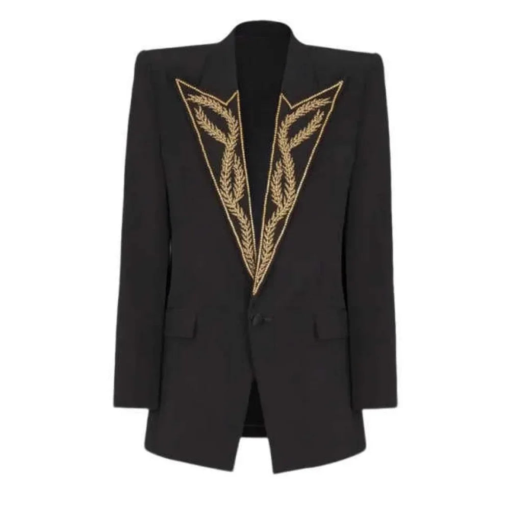 Modern Men Suits Slim Fit 2 Pieces Blazer Pants Peaked Lapel Sequins Beading Formal Business Occasion Party Prom Custom Made