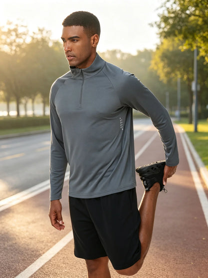 Summer Men UPF 50+ Long Sleeve T-Shirt, Breathable Rash Guard Pullover Tops for Sport Fishing Running Beach Surfing