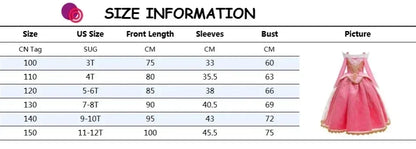 Girls Sleeping Beauty Aurora Princess Halloween Cosplay Dress Off Shoulder Kids Gift Carnival Party Fancy Princess Clothing