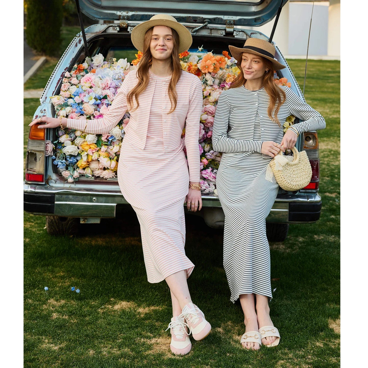 AP SS2026 Women's Dress Striped Cardigan and Dress Soft Three Color Options Fashionable Women's Outfit