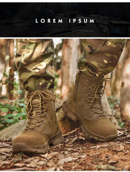 New Men Tactical Boots Ankle Waterproof Desert Hunting Hiking Shoe Unisex Lace Up Male Army Boot Brand Motorcycle Climbing Shoes