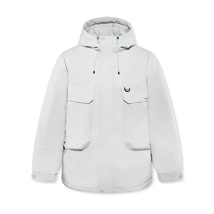Down Jacket Men Windproof Waterproof Oil Stain Resistant 2025 Winter New Loose Hooded Workwear Thick Coat