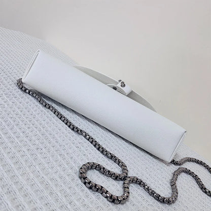 Clutch Bag Luxury Designer Handbag for Women 2025 with Chain Metal Ring Handle PU Leather Rhinestones Purses Shoulder Bag