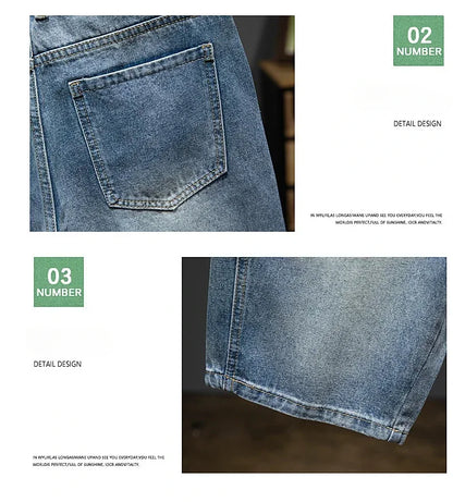 Summer Thin Bermuda Jeans Men's High Street Straight Shorts Fashion Casual Blue Classic Style Male Clothes Short Pants