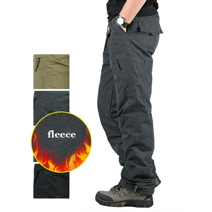 Tactical Fleece Pants Men Winter Outdoor Work Cargo Trousers Thicken Warm Baggy Long Trousers Male Multi-pocket Tactical Pants