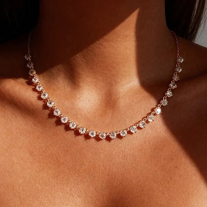 4mm All Moissanite Necklaces for Women 42cm Adjustable Chain Sparkling 1/2 Tennis Necklace 925 Sterling Silver Jewelry