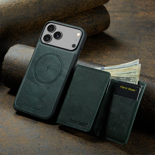 Wallet Cards Slot Leather Phone Case for IPhone 17 Air 17 Pro Max 15 16 Plus 14 13 12 11 Magnetic Magsafe Kickstand Back Cover