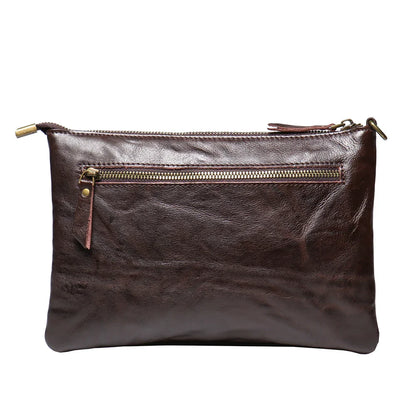 Timeless Vintage Leather Clutch Wallet - Luxurious Genuine Leather, Secure Zipper, Stylish Wristlet for Women