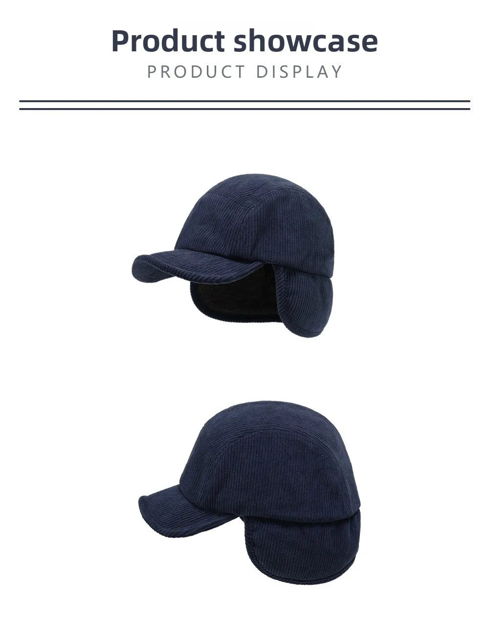 Versatile Retro Bomber Hats Fleece-Lined Warm Corduroy Caps Windproof Earflap Lei Feng Caps Autumn Winter Men Women Wear